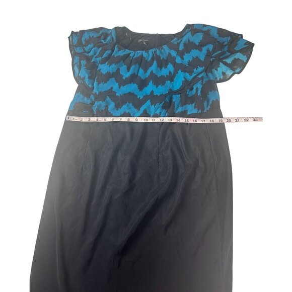 Alyx Chevron Flutter Sleeve Dress‎ Women's 16W Blue & Black Knee Length - Picture 5 of 7